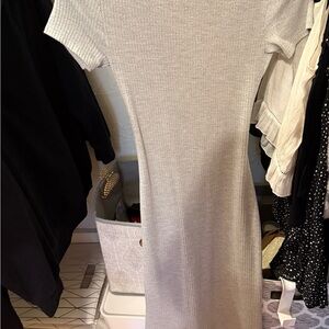 Gray Ribbed Knit Dress